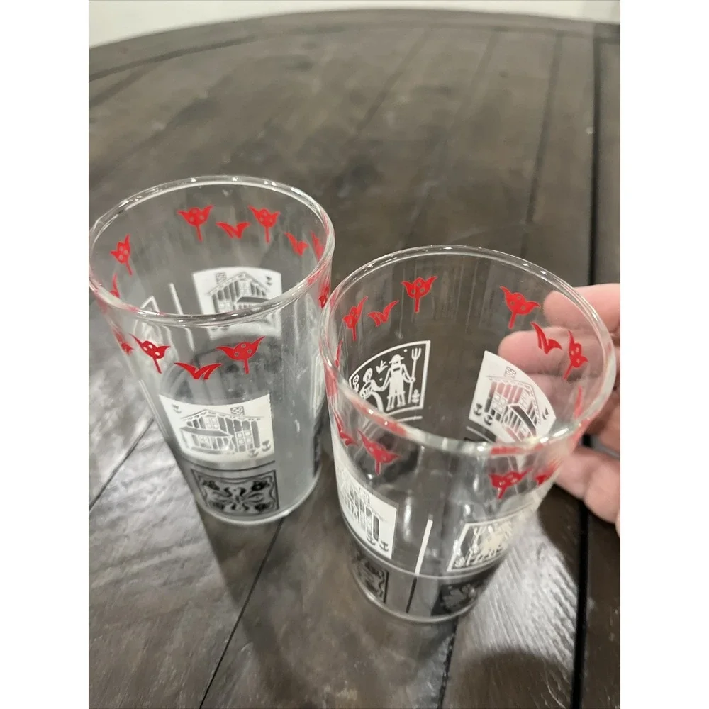 Vintage Amish Butterprint Tumblers‎ Set Of 2 Glass Rooster Juice Cup
